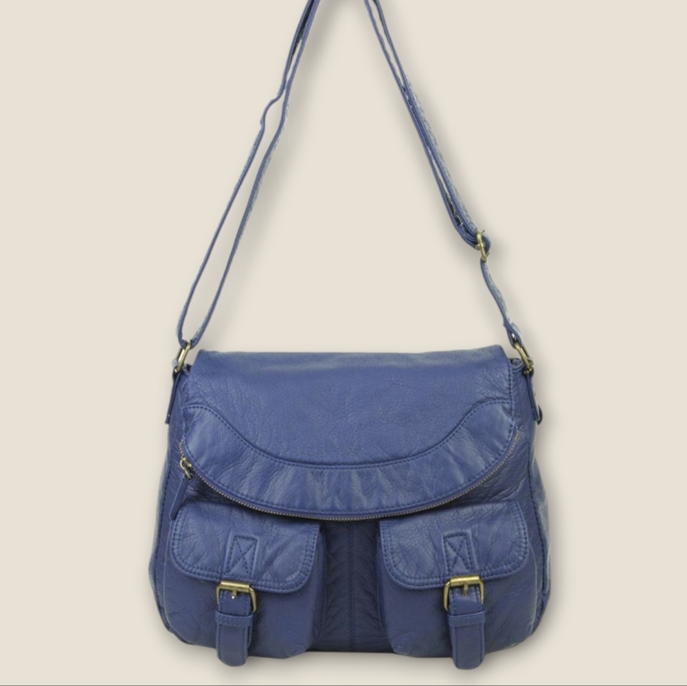 Ampere Annabell Messenger Bag Handbag Vegan Leather Blue Purse Crossbody Shoulde